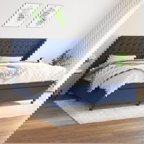 The Living Store Box spring postelja z vzmetnico modra 160x200 cm blago - Box Spring Postelja, (21514207) Cene