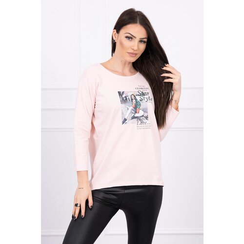 Kesi Blouse with Star Style print in powder pink Cijene