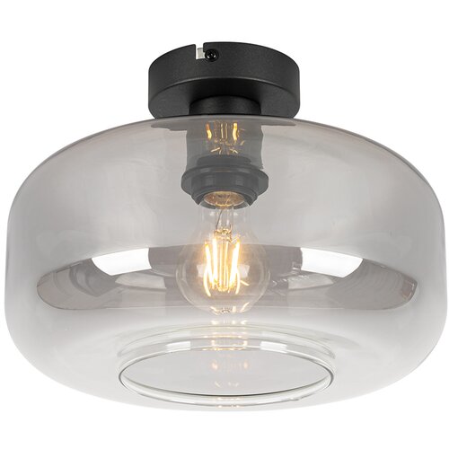 QAZQA Smart plafondlamp zwart met smoke glas incl. Wifi A60 - Bizle Cene