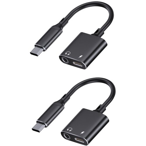 INF USB-C na 3,5 mm avdio adapter s polnjenjem USB-C, 2-pack Black, (5000296317) Cene