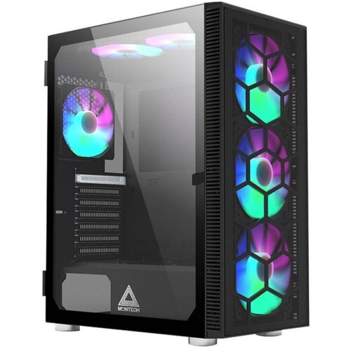 MONTECH Case X3 Glass Black Mid tower, ATX, 6x RGB fans Slike