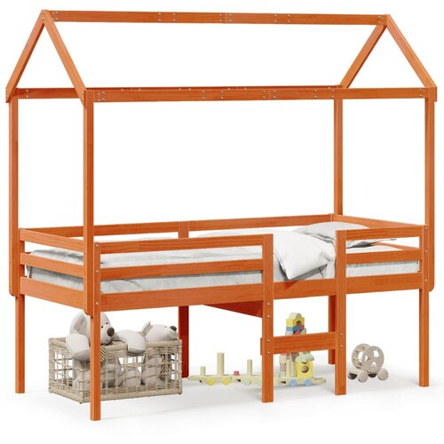 vidaXL Visoka postelja s streho voščeno rjava 90x190 cm trdna borovina Cene