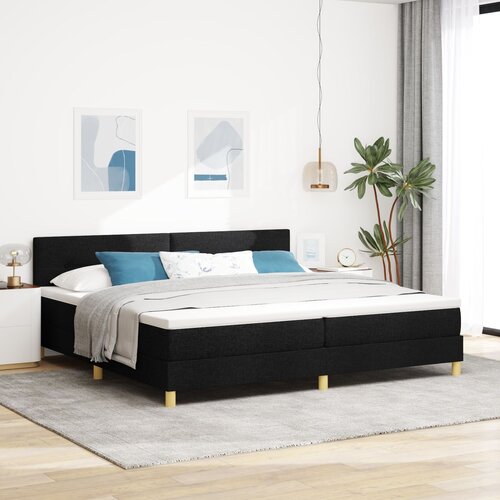 VidaXL Postelja s podnožjem z vzmetnico Črna 200x200 cm Tkanina Slike