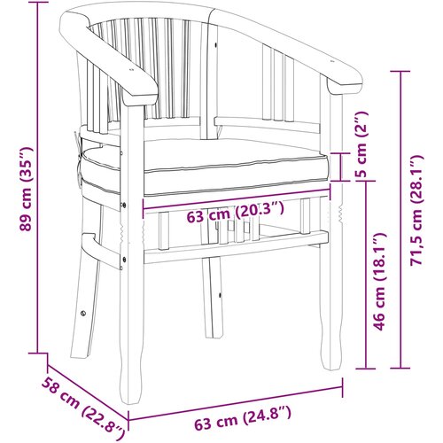  Stolica 2 pcs Smeđa 63 x 58 x 89 cm Čvrsto teak drvo Slike