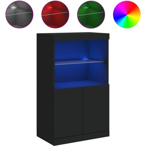 Maison Chic Komoda - Predalnik z LED lučkami črna 60,5x37x100 cm, (21716978) Slike