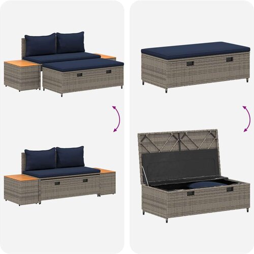  Set vanjskih sofa 4-Broj sjedala 4 pcs 55 x 30 x 39 cm - siva i modra Slike
