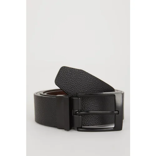 Defacto Men's Double Sided Buckle Faux Leather Double Sided Classic Belt