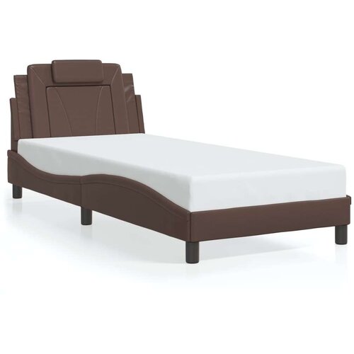  Posteljni okvir z vzglavjem rjav 90x200 cm umetno usnje Cene