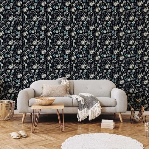  Tapeta - Fragrant flowers and herbs - blue 49x1000 Cene