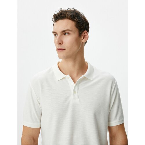 Koton Collar T-Shirt Slim Fit Button Detailed Short Sleeve Cene