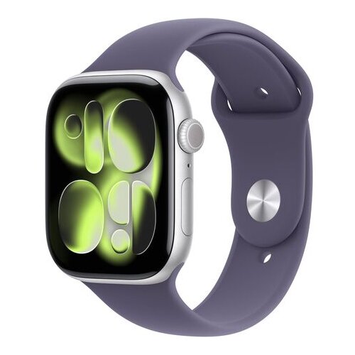 Apple Watch Series 11 GPS 46mm Silver Aluminium Case with Purple Fog Sport Band - M /L Slike