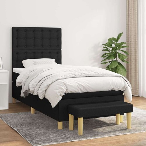 Box spring krevet s madracem crni 80 x 200 cm od tkanine Slike