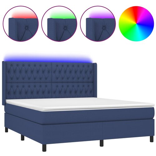 Maison Chic Box spring postelja - Vzmetna postelja z vzmetnico LED modra 160x200 cm blago SL16185, (21895948) Cene