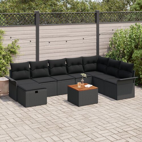 VidaXL set vrtnih sofa s jastučićima crna poli ratan Slike