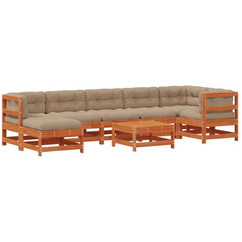  Set lounge namje&amp;scaron;taja za vrt 8 pcs Vosak smeđa i taupe - Vosak smeđa bor Slike