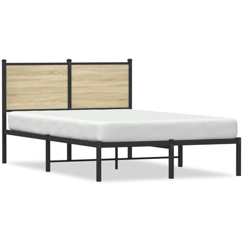 VidaXL Metalni okvir kreveta s uzglavljem boja hrasta sonome 120x200cm Slike