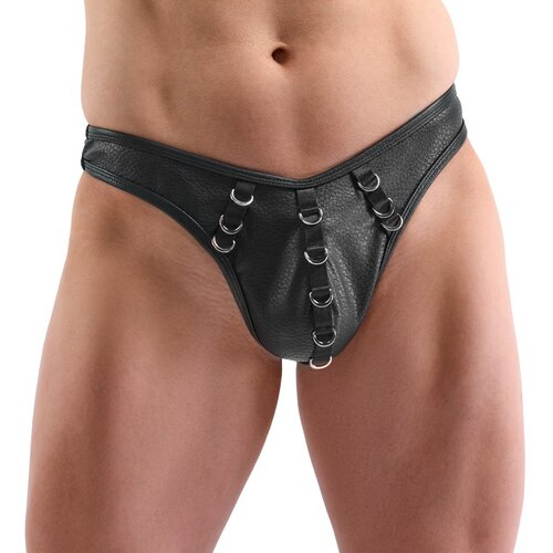 Svenjoyment Stylish Imitation Leather Thong with Metal Rings 2111829 Black M Slike