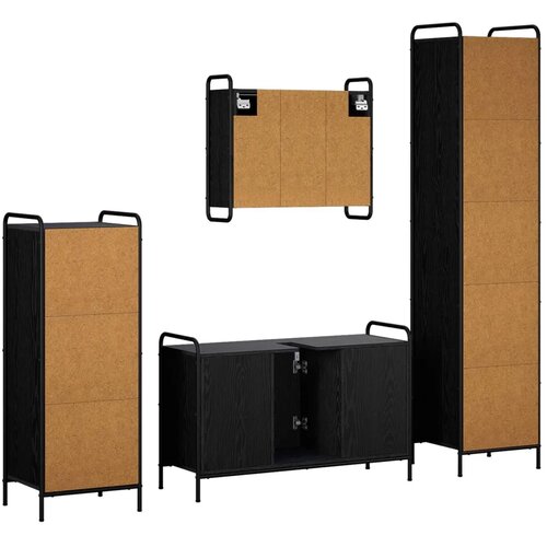  Set ormarića za kupaonicu 4 kom. Crni hrast 40 x 36 x 181 cm - Crni hrast Ormar ispod sudopera (1 vrata i 2 police) + viseći orm Slike
