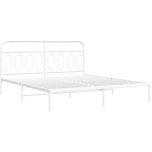 VidaXL Kovinski posteljni okvir z vzglavjem bel 193x203 cm, (21251422) Slike