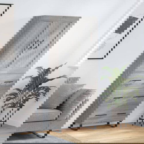 VidaXL Visoka komoda siva sonome 69,5x34x180 cm od konstruiranog drva Slike