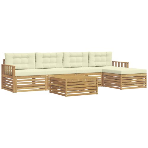 vidaXL Zunanja garnitura za sedenje 7 pcs Bela in krem Poliester, (5000271007) Cene