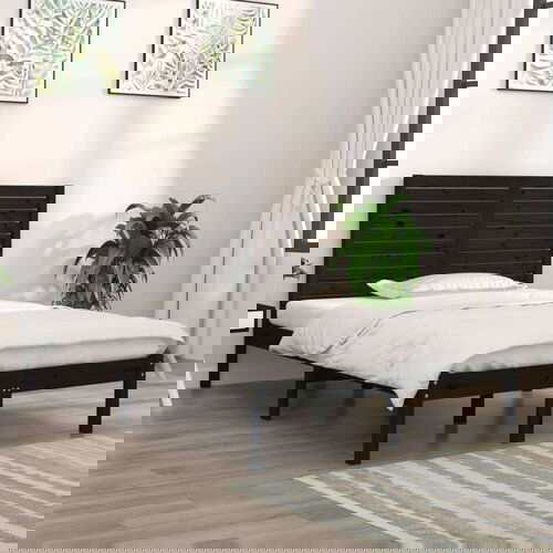  Okvir za krevet od masivnog drva crni 135 x 190 cm 4FT6 bračni Slike
