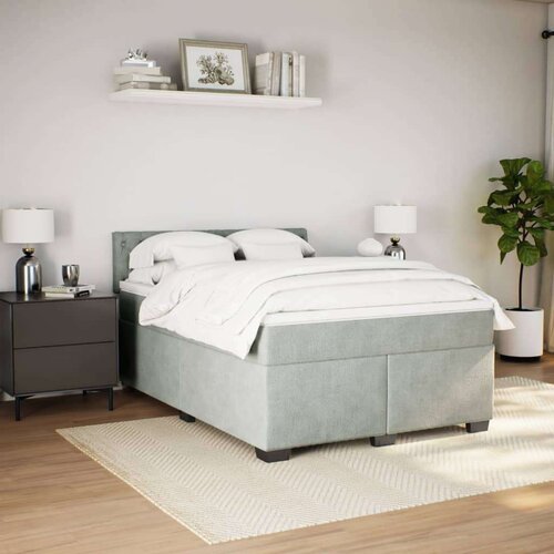 VidaXL Krevet s oprugama i madracem svjetlosivi 140x190 cm bar&amp;scaron;unasti Slike