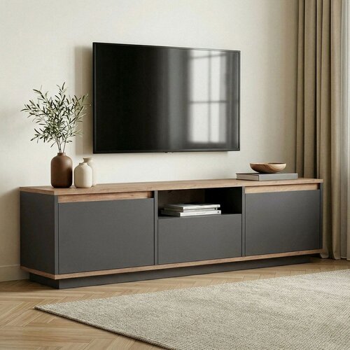 Kalune Design tv polica sentinel anthracite atlantic pine Slike