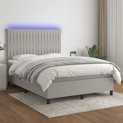  box spring s madracem LED svjetlosivi 140x190 cm tkanina