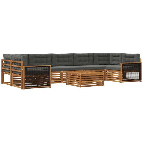 vidaXL Zunanja garnitura za sedenje 8 pcs Naravna in antracitna, (5000269709) Cene