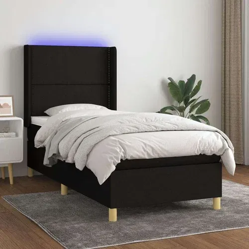  Box spring postelja z vzmetnico LED črna 80x200 cm blago, (20901838)