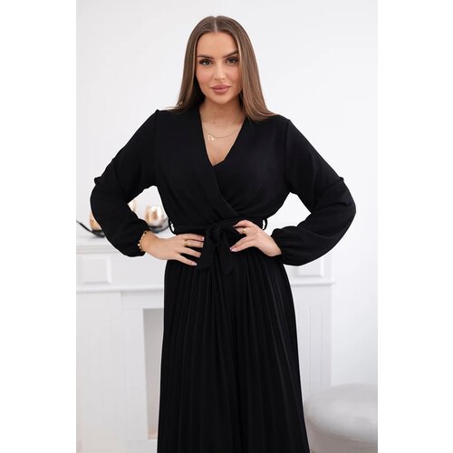Kesi Włoski Dress tied with a pleated hem black Cijene