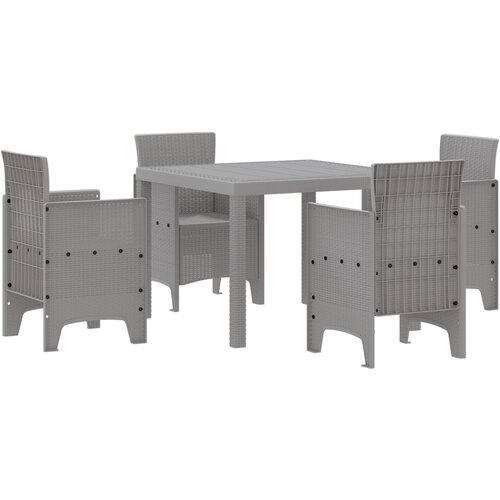 vidaXL 5-dijelni set za objedovanje u vrtu svijetlosive boje Poly Rattan Cijene