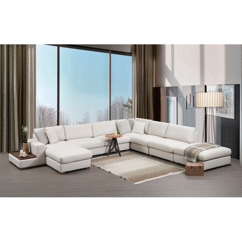 Atelier Del Sofa Bela kotna sedežna garnitura (v obliki črke "U") Loop – Cene