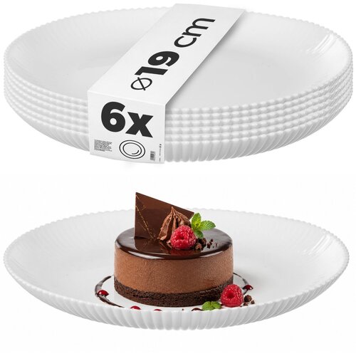 KADAX 6x Desertni krožnik 19 cm Krožniki za torte Rebrasti stekleni krožniki Majhni, (5000355393) Slike