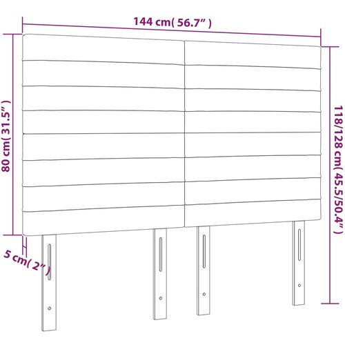  LED uzglavlje smeđesivo 144x5x118/128 cm od tkanine Slike