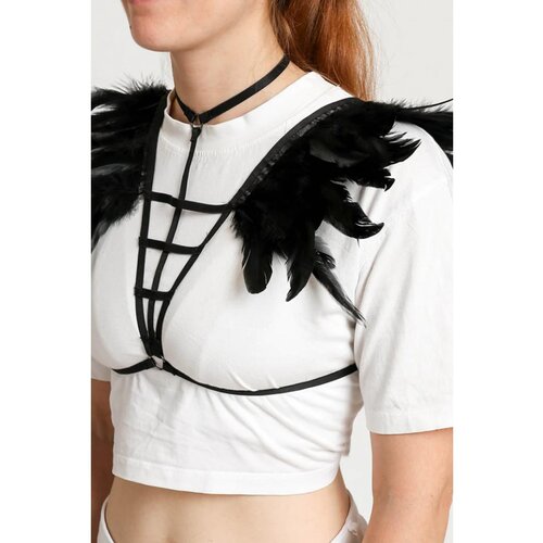 Fenzy Grudnjak S Rastezljivim Naramenicama S Perjem, Crni Cene