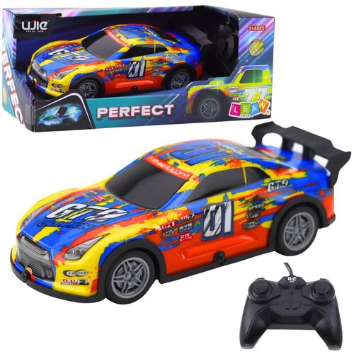Rc trkaći automobil sa svijetlećim tijelom, plavo-žuti Slike