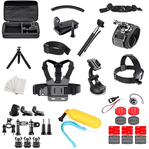 HURTEL Set pribora 50 u 1 za sportske kamere GoPro SJCAM - Crna Cijene