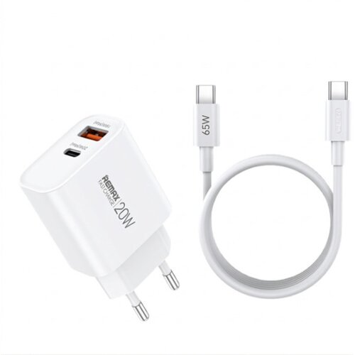 Remax Set:Strujni punjac 1XUSB 3.0+TIP C 20W+kabl TIP C RP-U120, beli ( 889 ) Cene