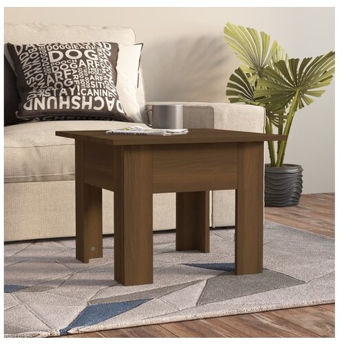 VidaXL klubska mizica rjavi hrast 55x55x42 cm konstruiran les Slike