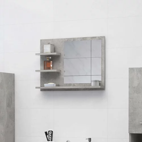 vidaXL kupaonsko ogledalo siva boja betona 60 x 10,5 x 45 cm iverica