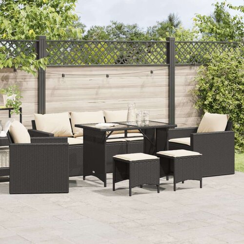 vidaXL 6-dijelni set vrtnih sofa s jastucima crni od poliratana Cijene