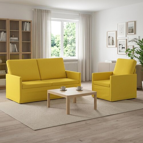  Set sofe 2 kom. Svijetlo žuta Tkanina Slike
