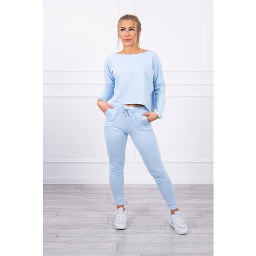 Kesi Set with an oversized blouse in azure color Cene