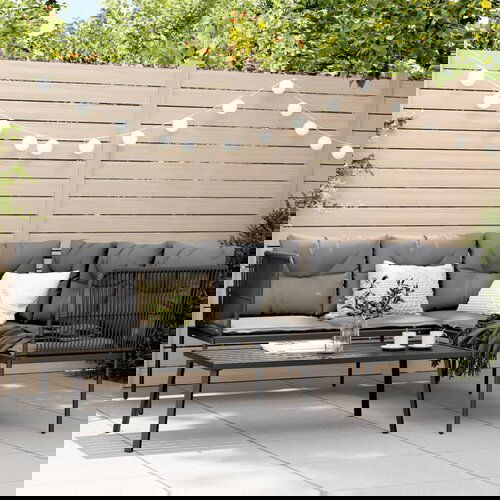 vidaXL Set vrtnih sofa s jastucima crni od čelika i tekstilena Cijene