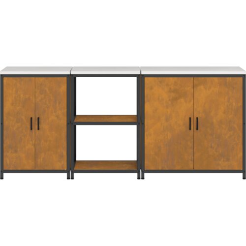 VidaXL set za kuhinjsku pohranu s policom ostalo s pohranom s vratima 3 pcs rđa 210 x 50 x 92 cm Slike