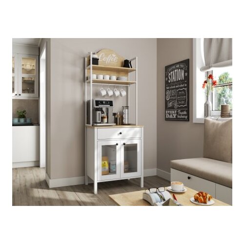Hanah home FRN-20076-1 WoodenWhite Coffee Bar Cabinet Slike