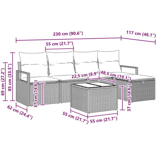  Set sofe s jastukom s pohranom 6 pcs Crna i Tirkizna poliratan Slike