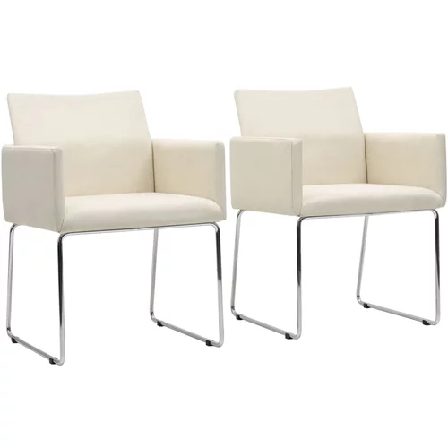 vidaXL Blagovaonske stolice od tkanine 2 kom s izgledom platna bijele